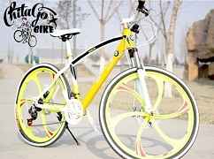 Велосипед БМВ желтый на литых дисках
